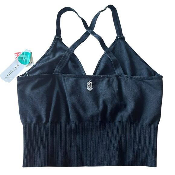Free People Movement Women’s M/L Good Karma Racerback‎ Crop Top Black Yoga New - Picture 3 of 10